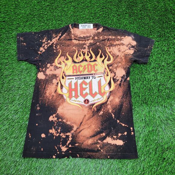 ACDC Bleached Shirt Women Medium 19x26 Highway-to-Hell Faded - Picture 1 of 16